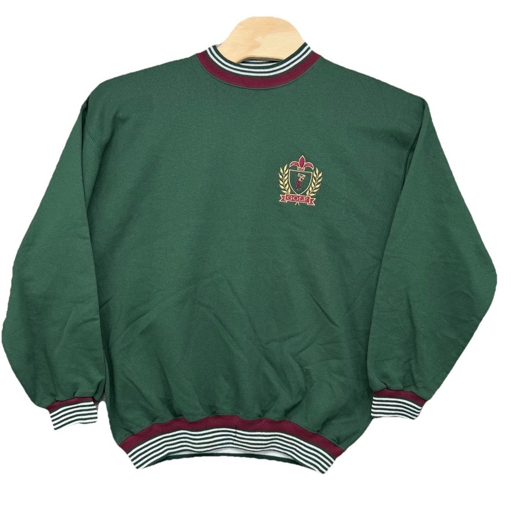 Vintage Crable Sportswear Golf Crest Sweatshirt‎ Mens XL Green Made in USA 90s
